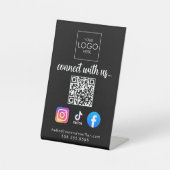 Maak contact met ons Moderne Social Media QR Code Reclamebord Met Voetstuk (Voorkant)