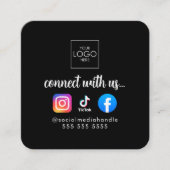 Maak contact met ons Moderne Social Media QR Code  Vierkante Visitekaartje (Voorkant)