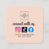 Maak contact met ons Moderne Social Media QR Code Vierkante Visitekaartje (Voorkant)