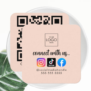 Maak contact met ons Moderne Social Media QR Code  Vierkante Visitekaartje