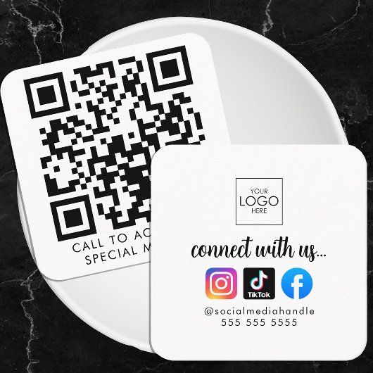 Maak contact met ons Moderne Social Media QR Code Vierkante Visitekaartje