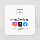 Maak contact met ons Moderne Social Media QR Code Vierkante Visitekaartje (Voorkant)