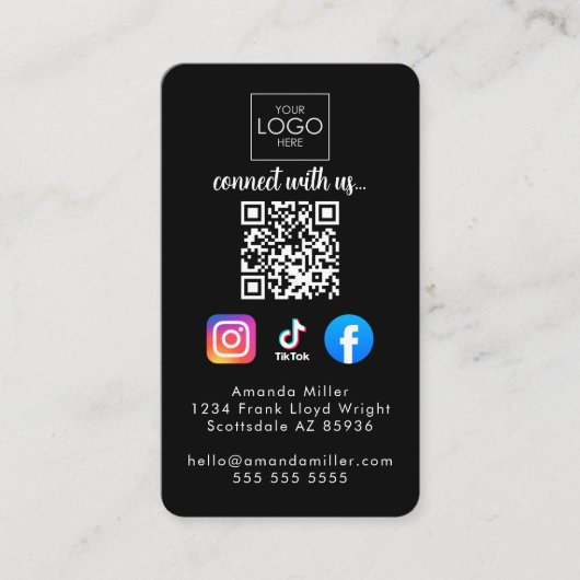 Maak contact met ons Moderne Social Media QR Code  Visitekaartje (Voorkant)