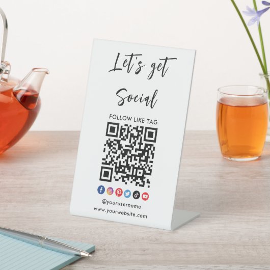 Maak contact met ons Qr Code Professional White Reclamebord Met Voetstuk (Insitu)