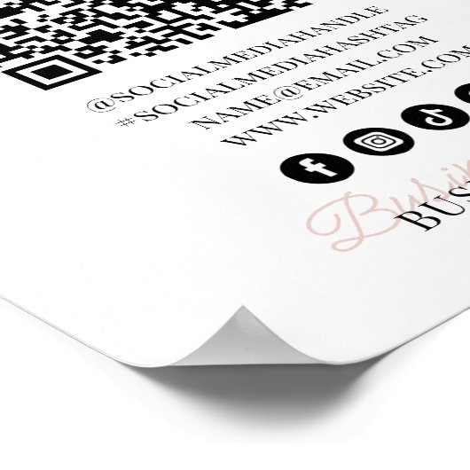 Maak contact met ons QR Code Roze Script Bedrijfsn Poster (Hoek)