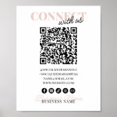 Maak contact met ons QR Code Roze Script Bedrijfsn Poster (Voorkant)