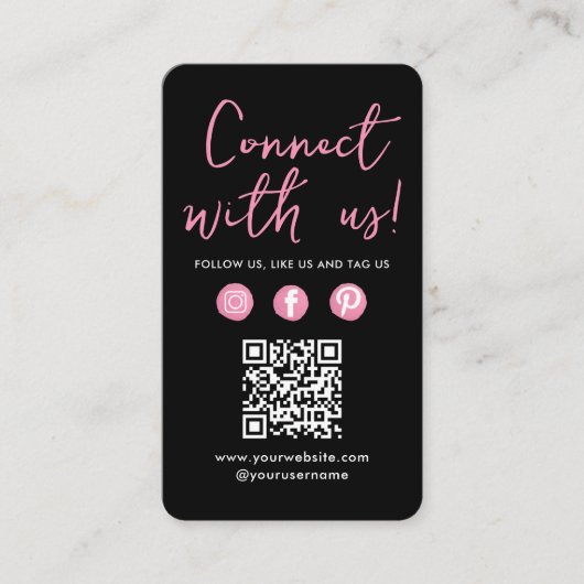 Maak contact met ons QR Code Social Media Logo Pin Visitekaartje (Voorkant)