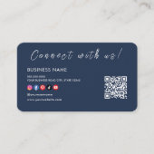 Maak contact met ons Qr Code Social Media Navy Blu Visitekaartje (Voorkant)