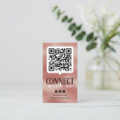 Maak contact met ons QR-code social media roze gou Visitekaartje (Staand voorkant)