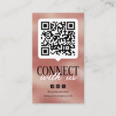 Maak contact met ons QR-code social media roze gou Visitekaartje (Voorkant)