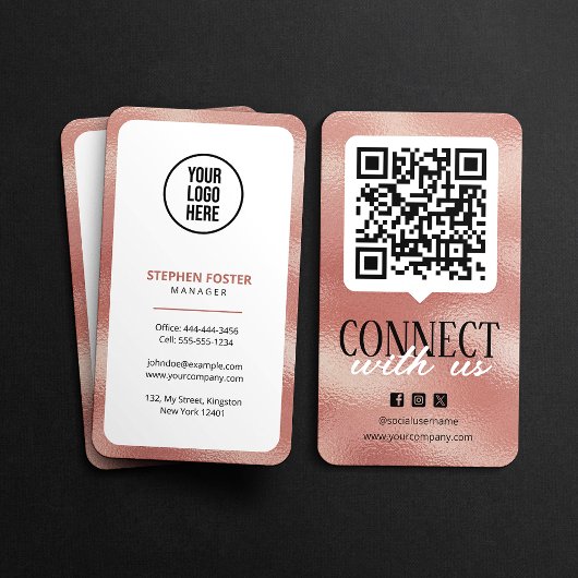 Maak contact met ons QR-code social media roze gou Visitekaartje