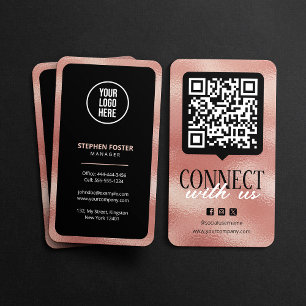Maak contact met ons QR-code social media roze gou Visitekaartje