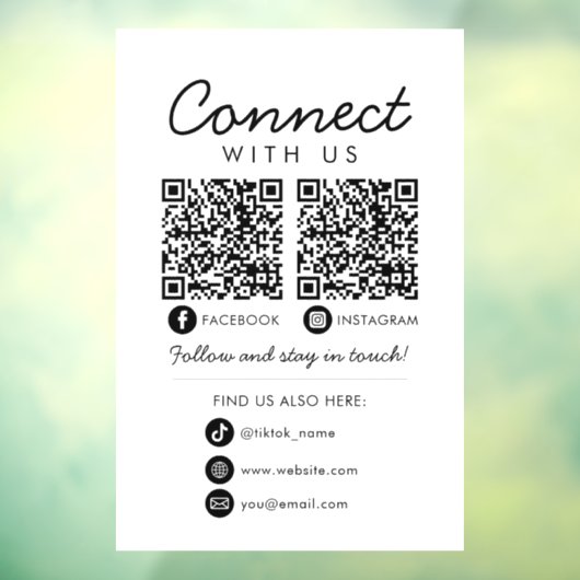 Maak contact met ons QR Code Social Media Volg ons Raamsticker (Vel 3)