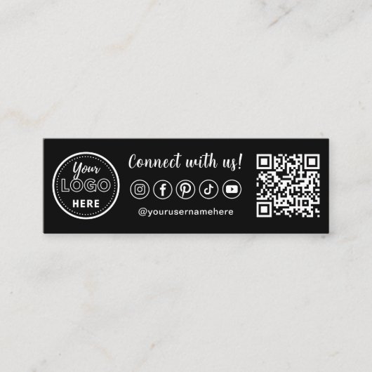 Maak contact met ons QR Code Trendy Social Media L Mini Visitekaartje (Voorkant)