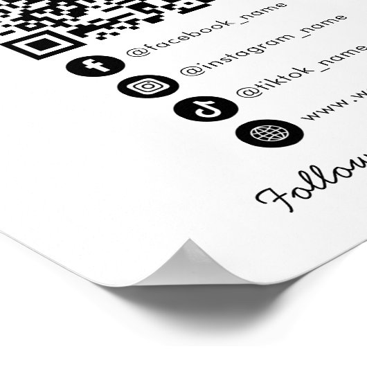 Maak contact met ons QR-codesjabloon voor sociale  Poster (Hoek)