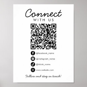 Maak contact met ons QR-codesjabloon voor sociale  Poster