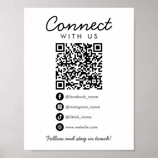Maak contact met ons QR-codesjabloon voor sociale Poster (Voorkant)