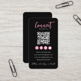 Maak contact met ons Roze Social Media Zwart QR Co Visitekaartje