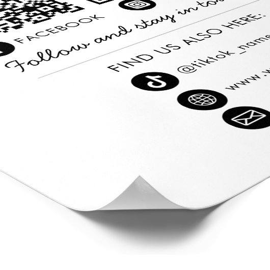 Maak contact met ons Social Media 2 QR Codes Websi Poster (Hoek)