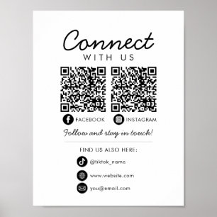 Maak contact met ons Social Media 2 QR Codes Websi Poster