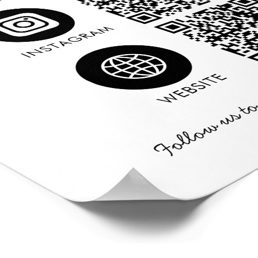 Maak contact met ons Social Media 3 QR Code Websit Poster (Hoek)