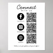 Maak contact met ons Social Media 3 QR Code Websit Poster (Voorkant)