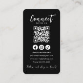 Maak contact met ons Social Media Black QR Code Visitekaartje (Voorkant)