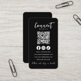 Maak contact met ons Social Media Black QR Code Visitekaartje