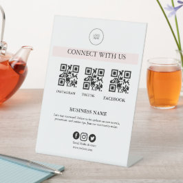 Maak contact met ons Social Media-bord | Bewerkbar Reclamebord Met Voetstuk