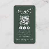 Maak contact met ons Social Media Forest Green QR  Visitekaartje (Voorkant)