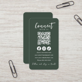 Maak contact met ons Social Media Forest Green QR  Visitekaartje