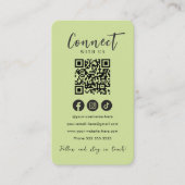 Maak contact met ons Social Media Lime Green QR Co Informatiekaartje (Voorkant)