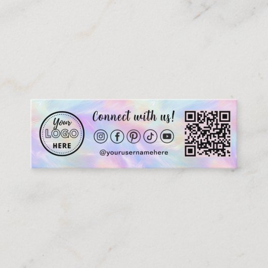 Maak contact met ons Social Media Logo Iridescent  Mini Visitekaartje (Voorkant)