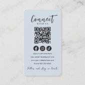 Maak contact met ons Social Media Navy QR Code Visitekaartje (Voorkant)