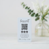 Maak contact met ons Social Media Navy QR Code Visitekaartje (Staand voorkant)