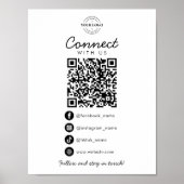 Maak contact met ons Social Media QR Code Business Poster (Voorkant)