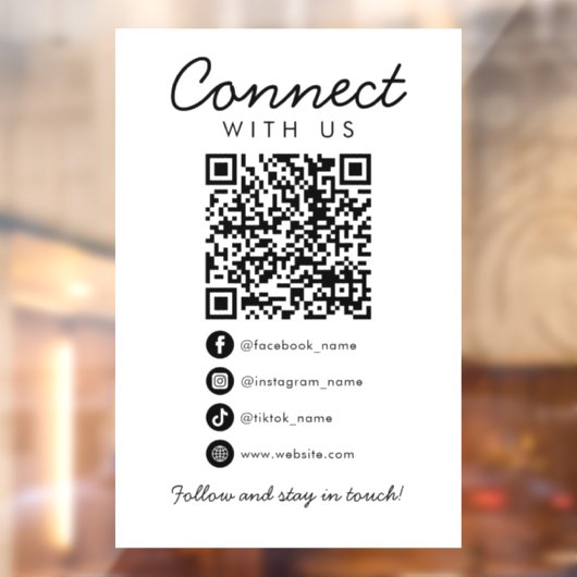 Maak contact met ons Social Media QR Code Business Raamsticker (Vel 2)