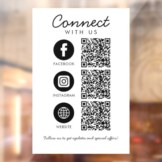 Maak contact met ons Social Media QR Code Business Raamsticker (Vel 2)