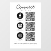 Maak contact met ons Social Media QR Code Business Raamsticker (Vel)