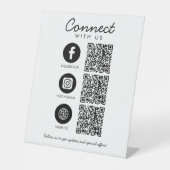 Maak contact met ons Social Media QR Code Business Reclamebord Met Voetstuk (Voorkant)