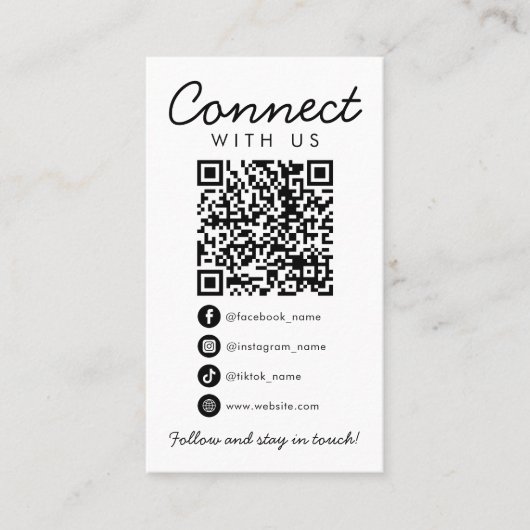 Maak contact met ons Social Media QR Code Business Visitekaartje (Voorkant)