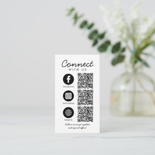 Maak contact met ons Social Media QR Code Company  Informatiekaartje (Staand voorkant)