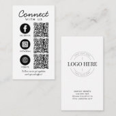 Maak contact met ons Social Media QR Code Company  Informatiekaartje (Voorkant / Achterkant)