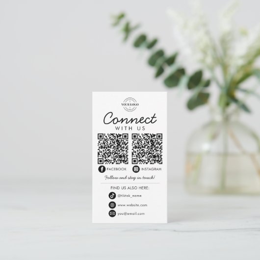 Maak contact met ons Social Media QR Code Company  Informatiekaartje (Staand voorkant)