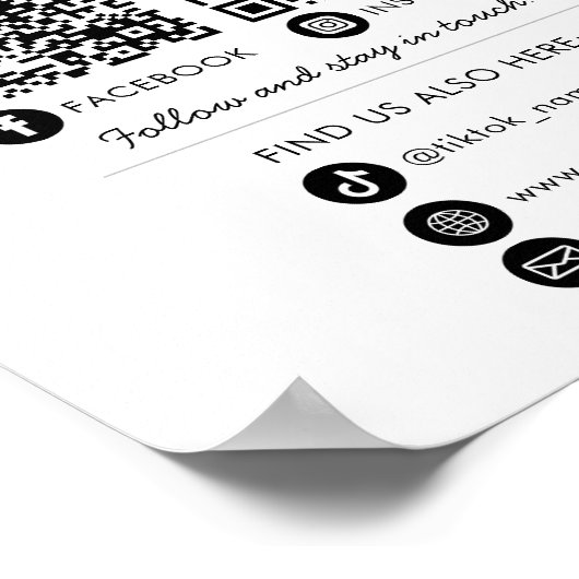 Maak contact met ons Social Media QR Code Company Poster (Hoek)