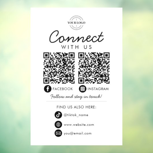 Maak contact met ons Social Media QR Code Company  Raamsticker (Vel 3)