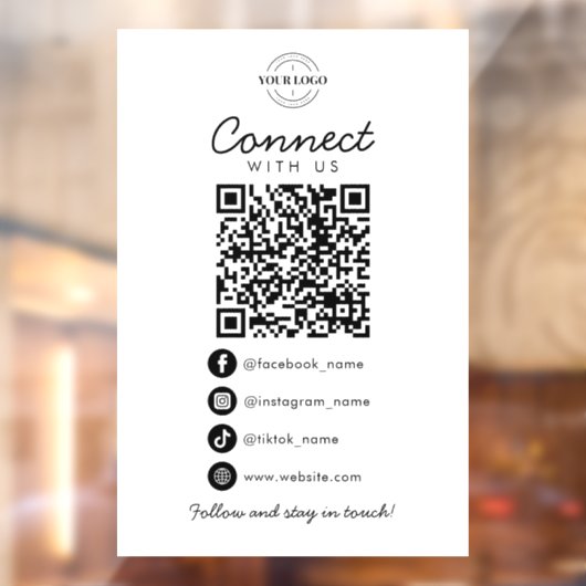 Maak contact met ons Social Media QR Code Company  Raamsticker (Vel 2)