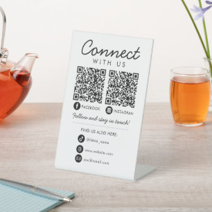 Maak contact met ons Social Media QR Code Company  Reclamebord Met Voetstuk