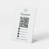Maak contact met ons Social Media QR Code Company Reclamebord Met Voetstuk (Voorkant)