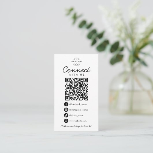 Maak contact met ons Social Media QR Code Company  Visitekaartje (Staand voorkant)